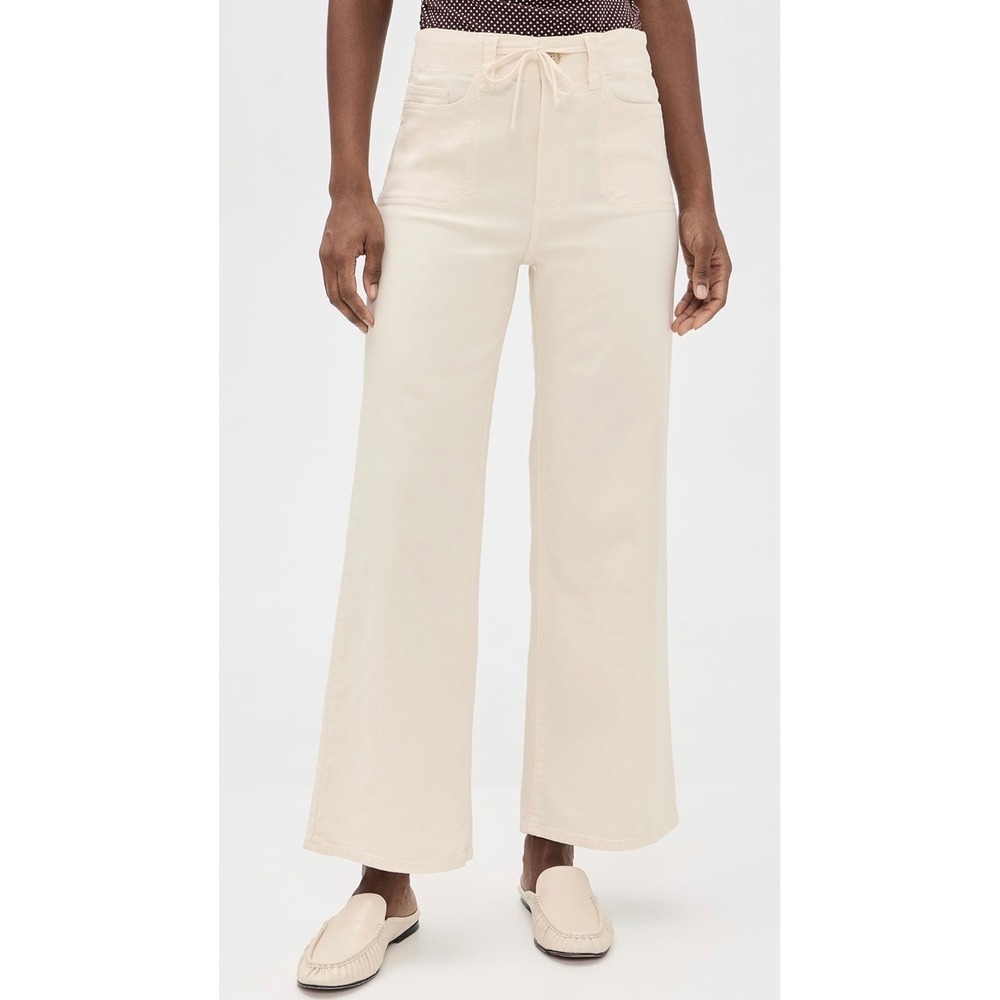 Paige Ari Utility Jeans Wide Leg Drawstring Trouser Pants Quartz Sand Size 28